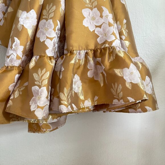 V. Chapman The Avery Dress in Gold Baroque Floral - Picture 7 of 11